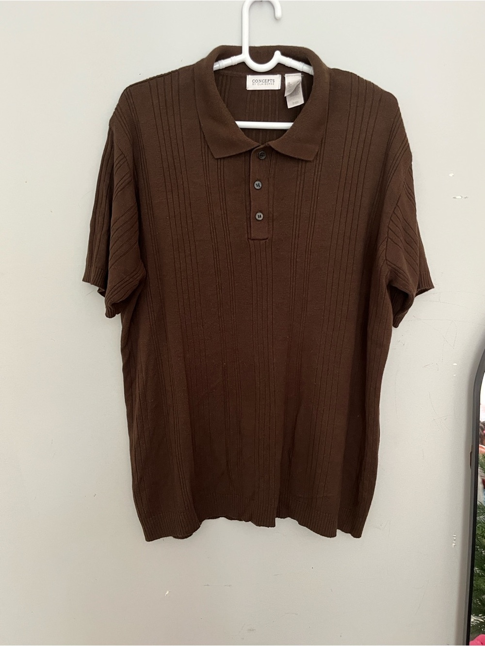 Liz Claiborne Chocolate Brown Ribbed Polo